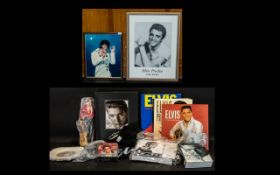 Large Collection of Elvis Presley Memorabilia to include a large oil painting approx 17" x 21"