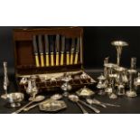 Collection of Silver Plated Ware including bud vases, cruet set,