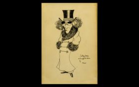 Henry Irving Printed Card Theatrical Interest, by Max with Ink Signed Dedications, Best Wishes