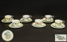 Portmeirion China 'The Ladies Flower Garden' set of six cups, six saucers and sides dated 1994.