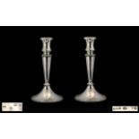 Irish Silver Company Fine Pair of Sterling Silver Candlesticks with Celtic Borders to Base and Top.