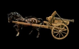 Beswick - Horse Pulling a Gun Carriage - Third Version Stocky Jogging Mare, Model No H855,