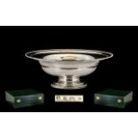 Elizabeth II - Good Quality Contemporary Design Solid Silver Pedestal Comport / Fruit Bowl of