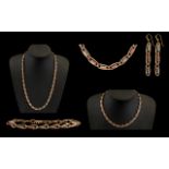 A Suite of Ladies 14ct Rose Gold Stone Set Jewellery comprising two necklaces,
