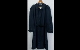 Gentleman's Long Navy Blue Gaberdine Trench Coat by Lord with detachable wool checked lining.