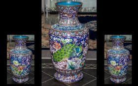 Chinese 20th Century Cloissone Vase From The Beijing Workshops of Large Size,