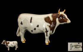 Beswick Farm Animal Figure ' Ayrshire Bull CH '' Whitehill Mandate, Second Version.