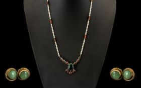 Silver Mounted Multi Stone Necklace In The Antique Style,