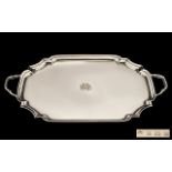 Art Deco Period Nice Quality Sterling Silver Two Handle Shaped Tray of Excellent Proportions -