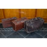 Large Leather Gladstone Leather Bag & Two Others. 19th century Large Gladstone style bag, 27