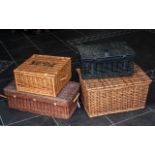 Four Vintage Large Wicker Baskets ideal for decorative/storage purposes.