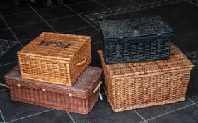 Four Vintage Large Wicker Baskets ideal for decorative/storage purposes.