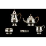 George II Style Superb Quality - Sterling Silver Four Piece Tea Service From The 1920's, Comprises