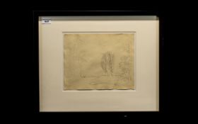 Rowland Suddary ( 1912-1973 ) Landscape with Trees, Pencil 9 x 11.1/4 Inches.