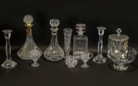 Collection of Glassware comprising a pair of candlesticks,