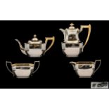 1960's Fine Quality ( 4 ) Piece Sterling Silver Tea and Coffee Set of Solid Form and Excellent