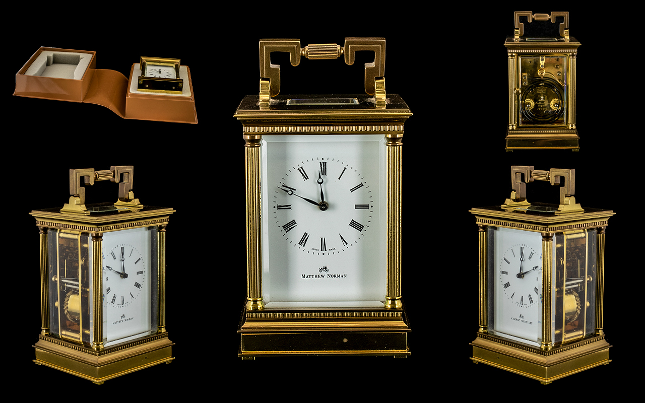 Matthew Norman Superb Quality - Large Brass Carriage Clock,