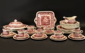 Masons Patent Ironstone Part Dinner Service comprising gravy boat and dish, tureen and square dish,