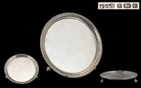 Modern Georgian Style Silver Waiter Plain Circular Form, Beaded Moulded Border,