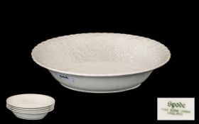 Spode Four Oval Bakers. Bone china oval bakers in white with cabbage pattern.