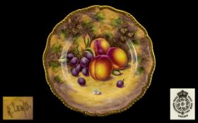 Royal Worcester Hand Painted and Signed Cabinet Plate ' Fallen Fruits ' Still Life - Peaches and