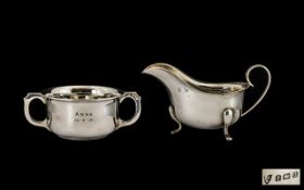 Art Deco Period - Sterling Silver Two Handle Porringer of Pleasing Form. Marked Anne 30-6-34.