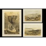 Set of Three David Roberts Antique Coloured Prints of the Holy Land - Jericho,