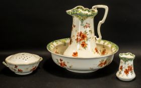 Trentham 'Late Mayers' Vintage Wash Jug & Bowl Set includes a small pot and matching sponge bowl