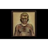 Watercolour Drawing of an African Man, Zulu Head and Shoulders. Signed SMT. MNGUN.