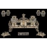 Joseph and John Angell Superb Quality Sterling Silver Double Ink Stand for a Gentleman's Desk.