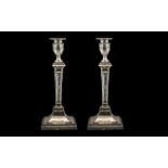 Pair Of Silver Plated Candlesticks In The Adams Style,