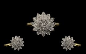 Ladies Superb Quality 18ct White Gold Diamond Set Cluster Ring marked 750, full hallmarks. The white