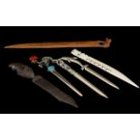 Collection of Vintage Paper Knives with handles depicting animals and birds, in carved,
