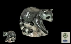 Royal Copenhagen Porcelain Figure ' Racoon on a Rock ' No 056. Height 3.75 Inches - 9.40 cm.