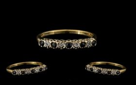 9ct Gold Diamond & Sapphire Half Eternity Ring - 9 ct Gold half eternity ring,