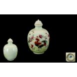 Chinese Famile Rose Decorated Porcelain Snuff Bottle & Stopper of bulbous shape,