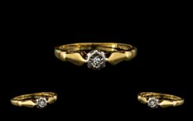 18ct Gold Single Stone Set Diamond Ring - Ladies 18ct Diamond solitaire ring.