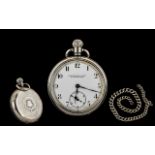 A 1920's Silver Open Faced Pocket Watch with White Porcelain Dial and Lever Movement.