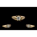 18ct Gold Gypsy Setting Single Stone Diamond Ring - the faceted diamond of good colour and clarity /