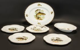 Shelleyware Five Piece Fish Set comprising 4 x 9" plates, oval baker,