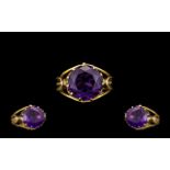 18ct Gold Stunning Quality Single Stone Amethyst Set Dress Ring of wonderful colour. The amethyst of