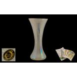 John Ditchfield For Glasform Tall Opalescent Vase Of Waisted Form With Flashes Of Blues, Etched To