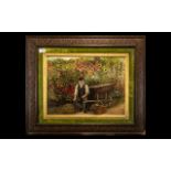 Large Victorian Coloured Print Promoted By Webbs Seeds titled 'The Gardener',