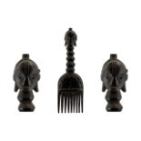 Africa Tribal Comb the handle in the form of a head with an elongated neck. 12" in length.