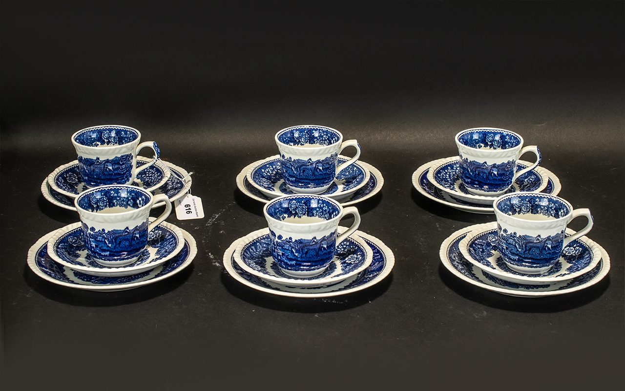 Adams Wedgwood Group Tea Set comprising six cups, saucers, and side plates,