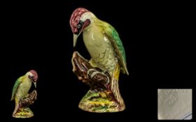 Beswick Bird Figure ' Green Woodpecker ' Model No 1218B. Designer A. Gredington. Issued 1967 - 1989.