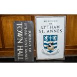 Two Original Vintage Lytham Signs comprising large original wooden framed sign inscribed 'Borough