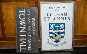 Two Original Vintage Lytham Signs comprising large original wooden framed sign inscribed 'Borough