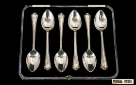 Boxed Set of Six Silver Teaspoons. Maker John Dixon & Son, Hallmark Sheffield 1929.