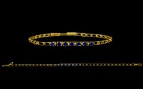 18ct Gold - Nice Quality Sapphire and Diamond Set Bracelet, Marked 750 - 18ct. The Seven Faceted